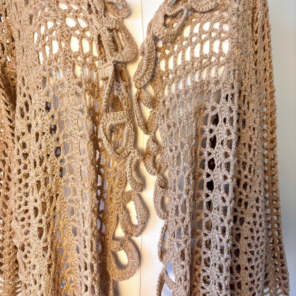 Roamans Crochet Lace Starburst Cardigan 3/4 Bell Sleeve Sz 12 - Picture 3 of 12